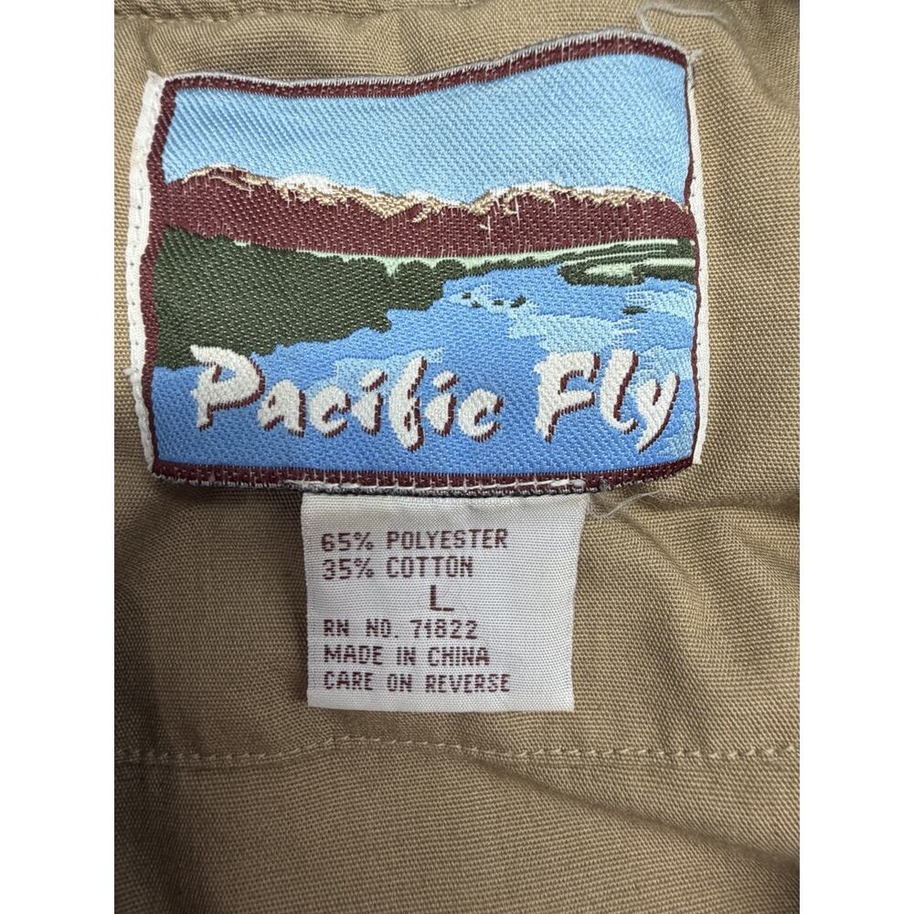 Pacific Fly Utility Fishing Vest Mens Size Large Brown Khaki Lots Of Pockets - Picture 2 of 8